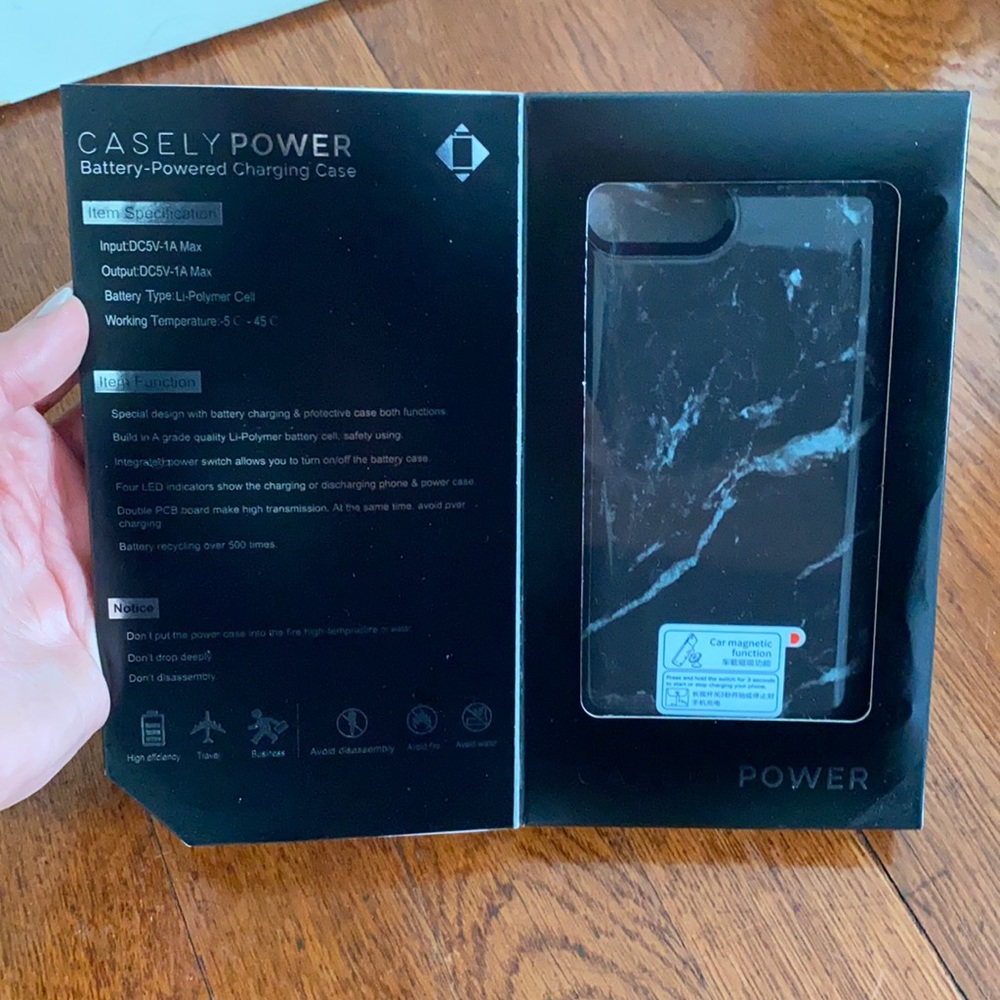 Casely Power Charging Case in Black Marble